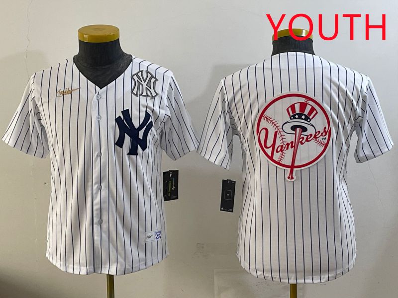 Youth 2025 New York Yankees Blank White Stripe Throwback Nike MLB Jersey style 27